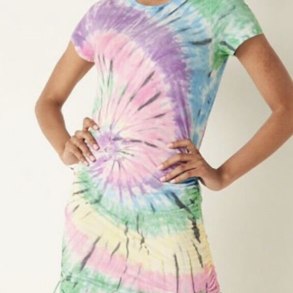 LIKE NEW! Women's PINK Tie Dye Touched T-shirt Dress - SMALL - Picture 3 of 11